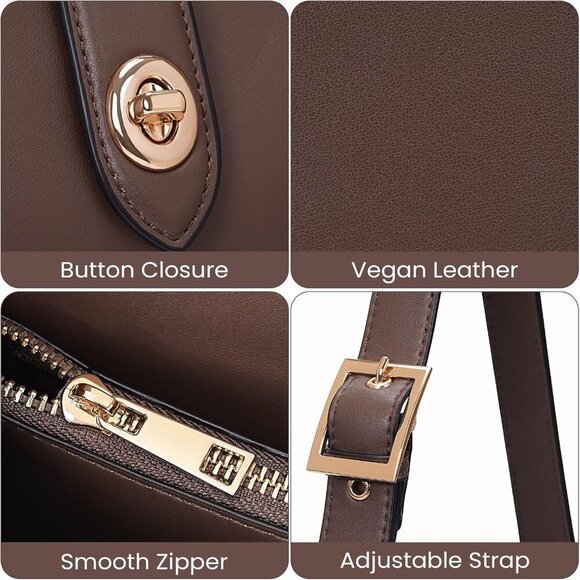 Elegant Vegan Leather Hobo Bucket Bag for Women - Adjustable Strap & Chic Style - Picture 4 of 6